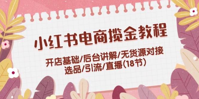 小红书电商揽金教程：开店基础/后台讲解/无货源对接/选品/引流/直播(18节)-忘忧资源库