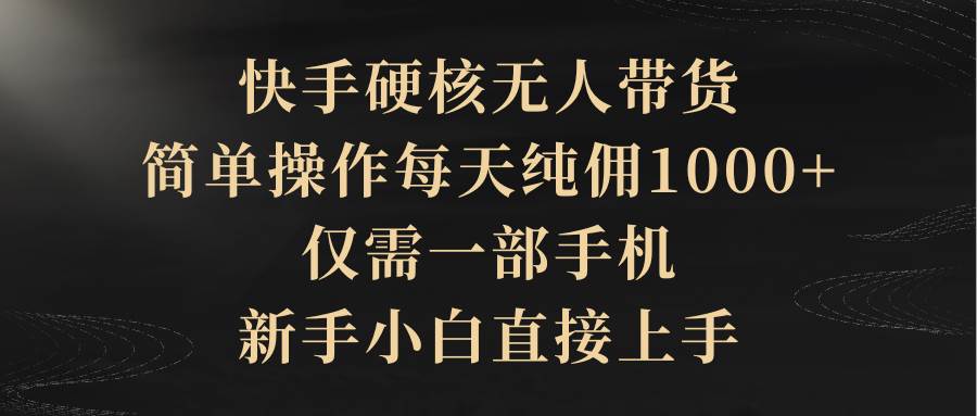 快手硬核无人带货，简单操作每天纯佣1000+,仅需一部手机，新手小白直接上手-忘忧资源库